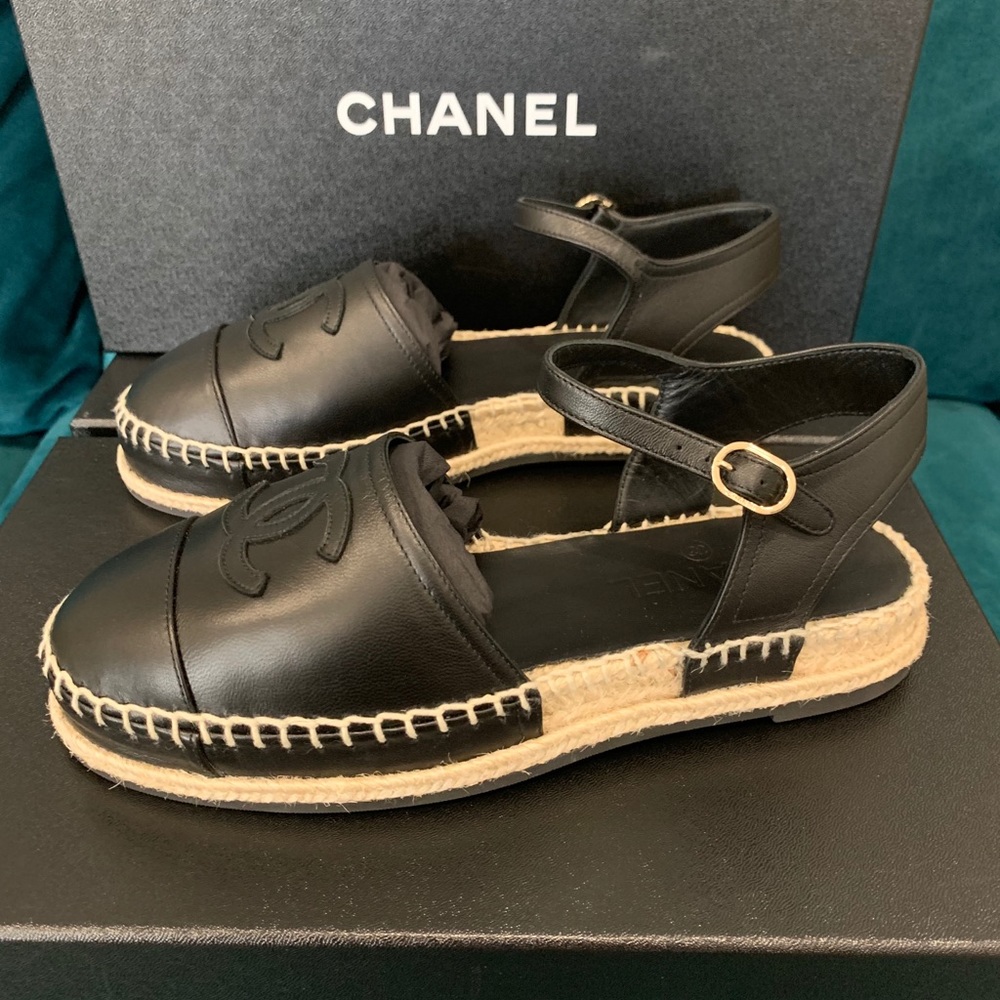 SOLD-Chanel Espadrilles Sandal Sz.37.5